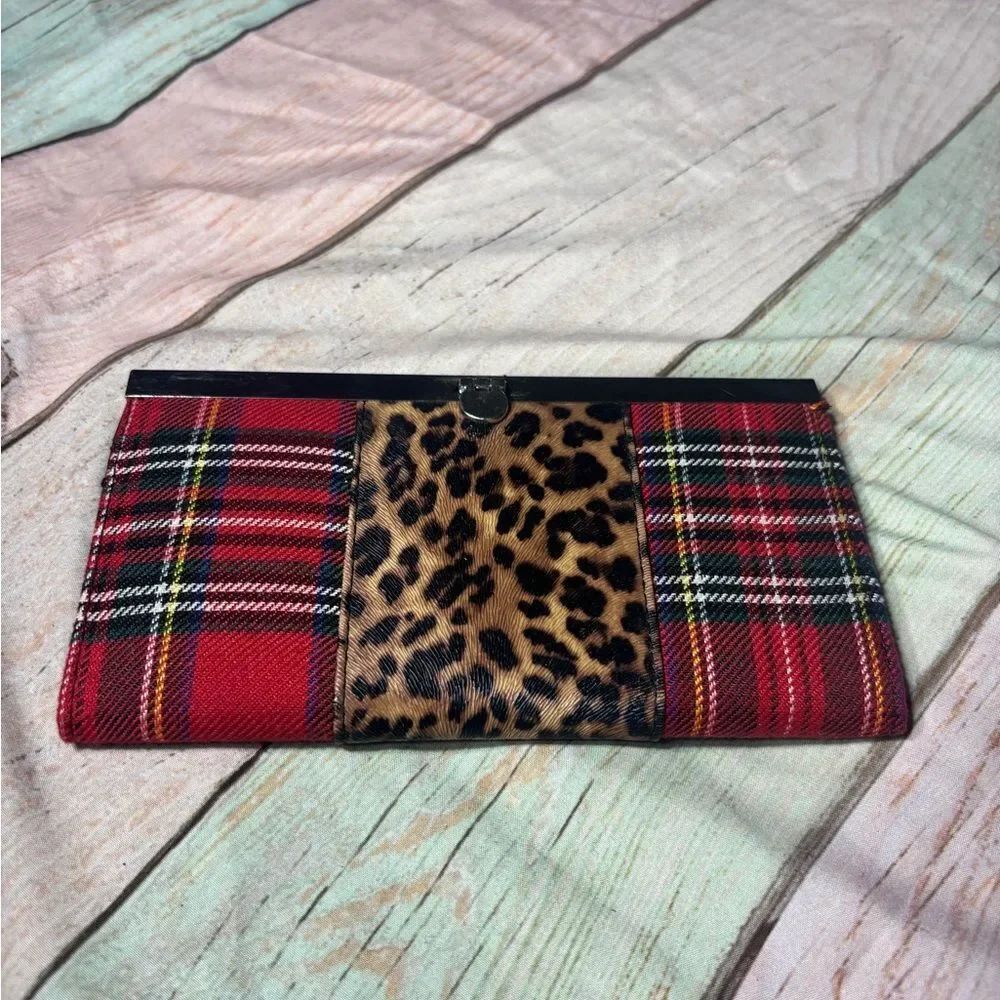 Red Plaid & Leopard Print Clutch Wallet EPC